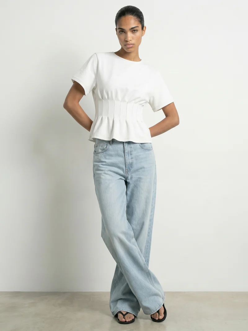 HDORIA SS PLEATED T-SHIRT