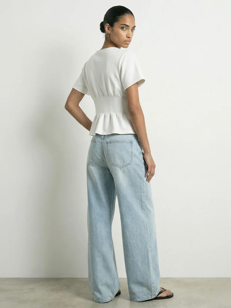 HDORIA SS PLEATED T-SHIRT