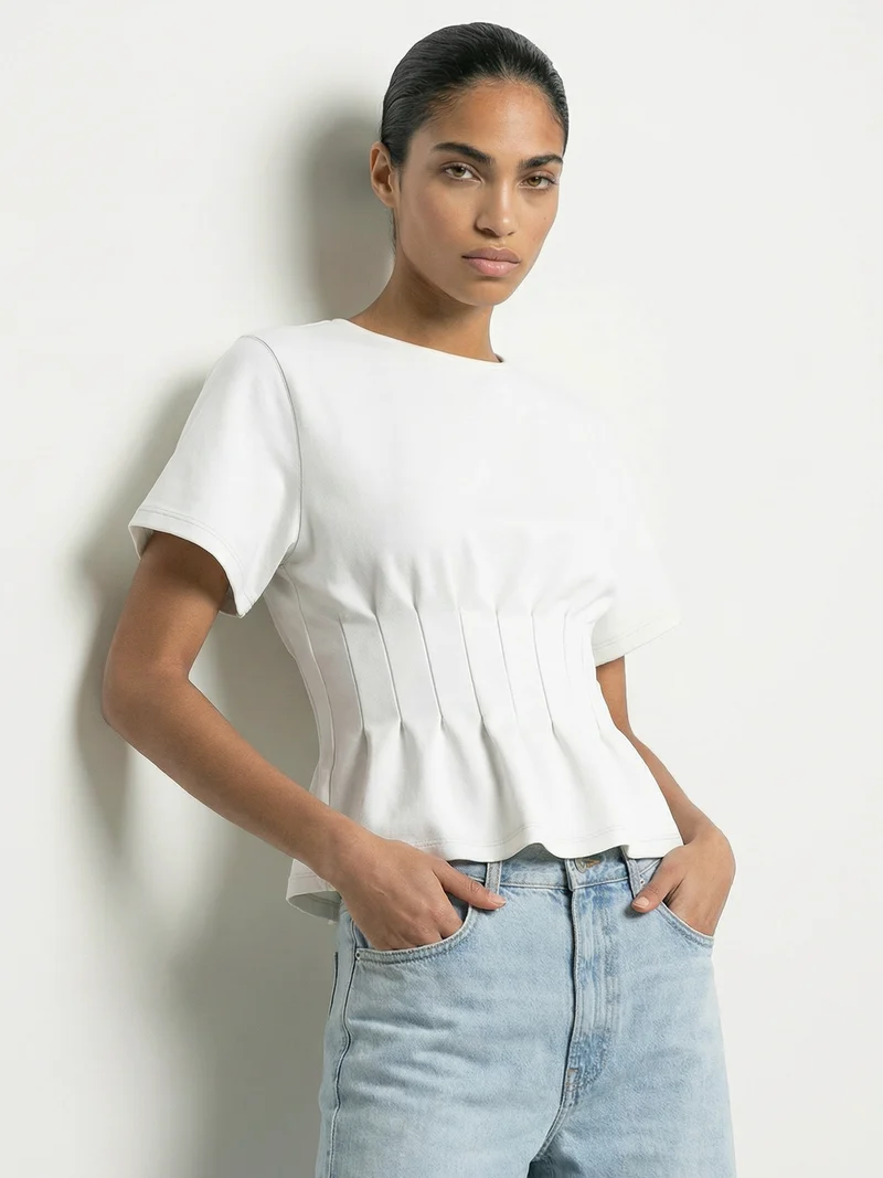 HDORIA SS PLEATED T-SHIRT