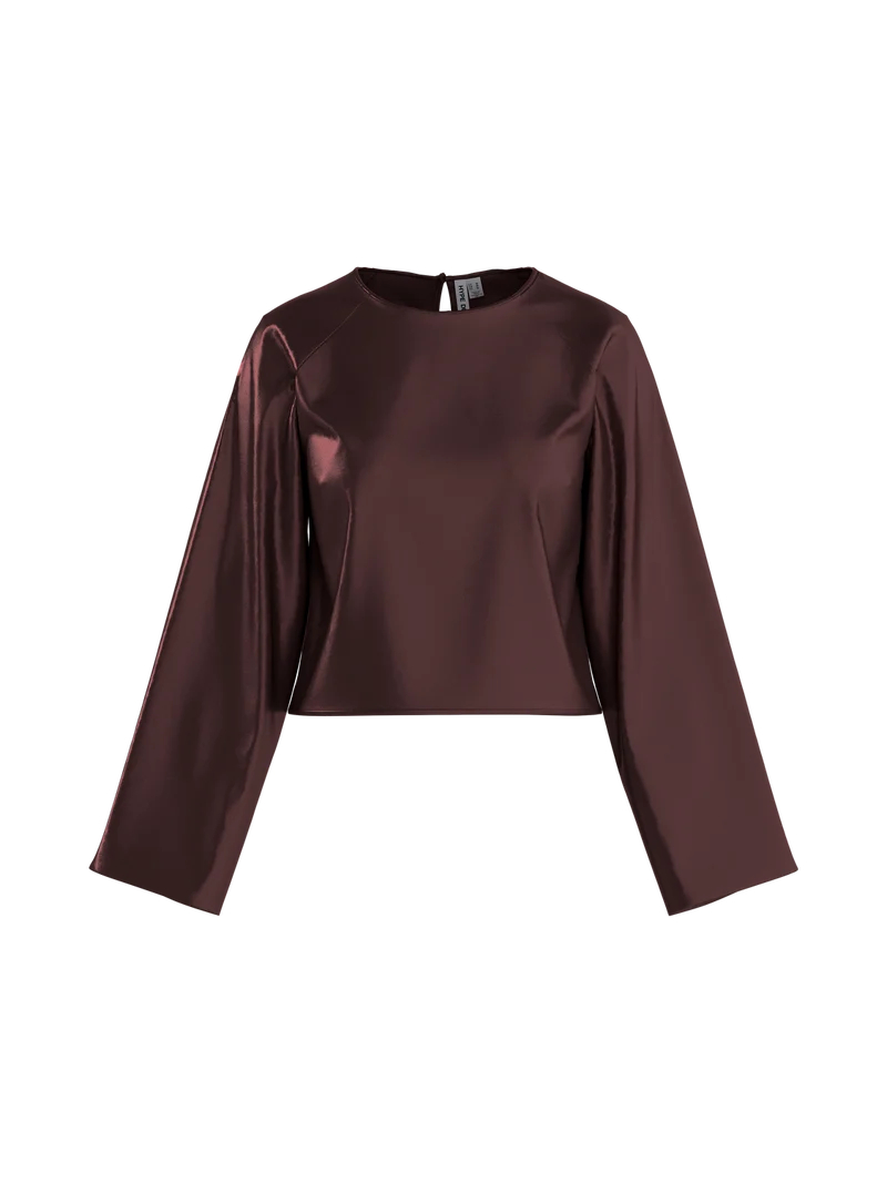 HDJILL WIDE SLEEVE SATIN TOP