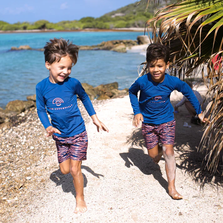Swim Shorts - Blue/Orange - Vibrant Stripes