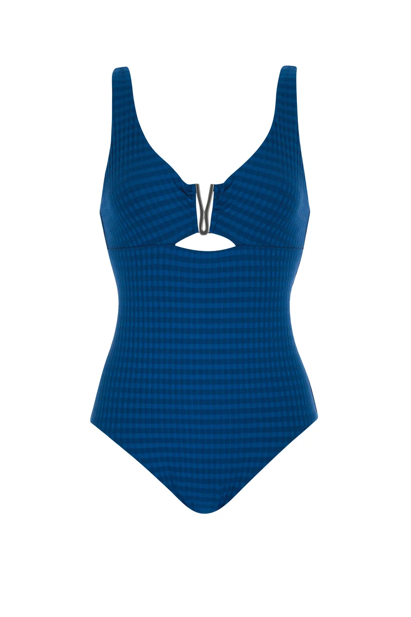 Check Cut-Out Swimsuit