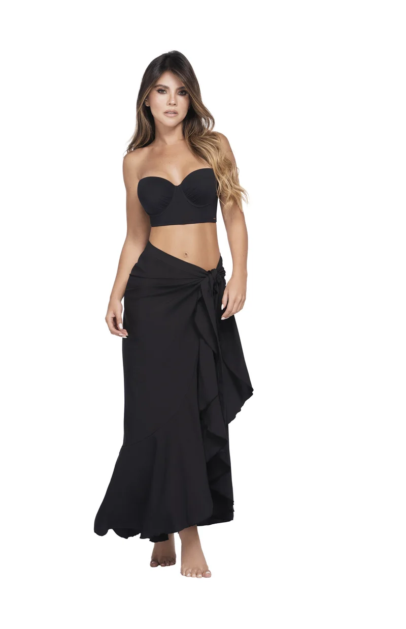 Zwarte Pareo Dames 8-in-1 | Omslagdoek Strandrok Sarong Cover-Up