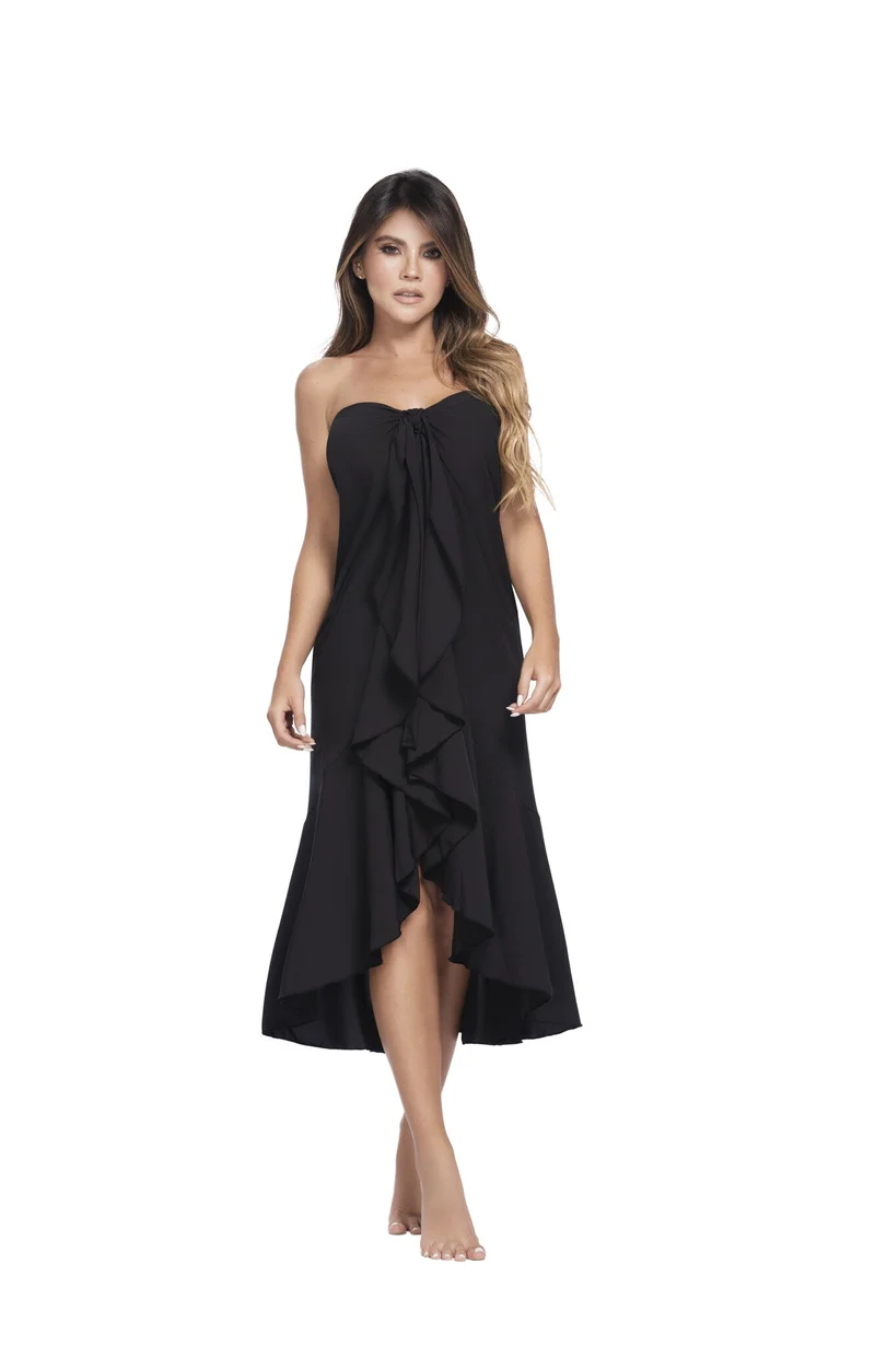 Zwarte Pareo Dames 8-in-1 | Omslagdoek Strandrok Sarong Cover-Up