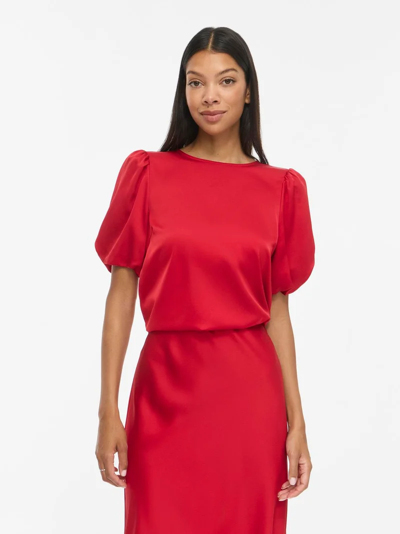 VIELLETTE 2/4 SATIN PUFF TOP