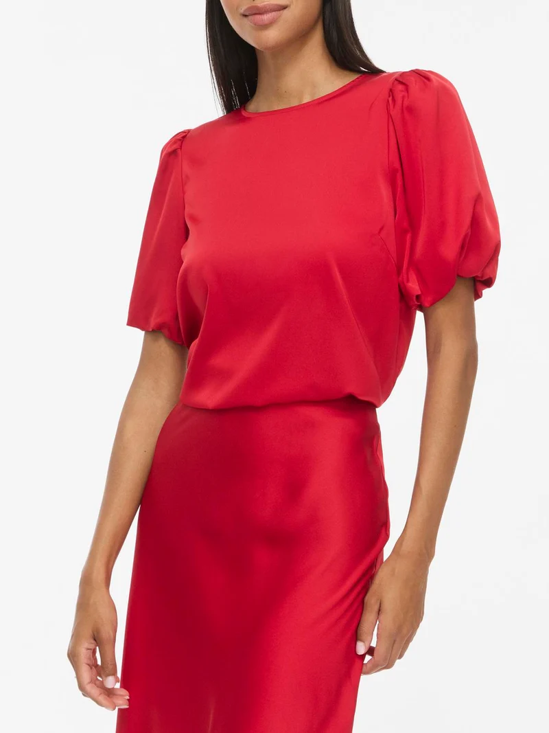 VIELLETTE 2/4 SATIN PUFF TOP