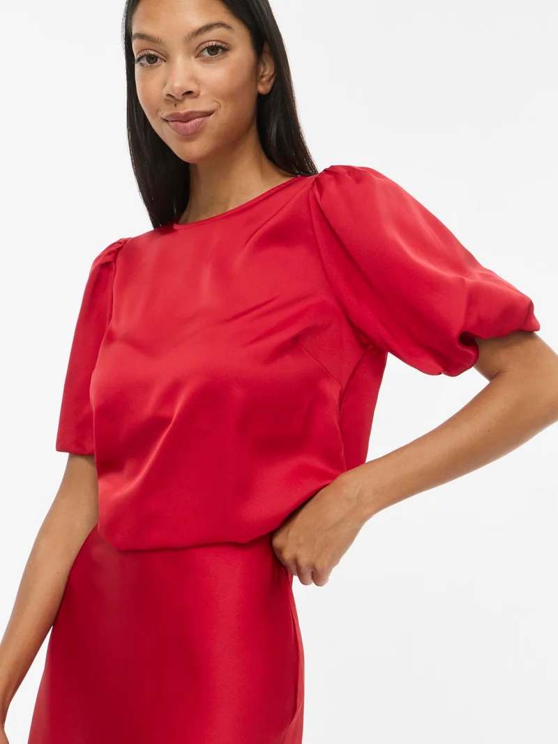 VIELLETTE 2/4 SATIN PUFF TOP