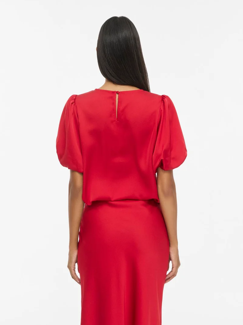 VIELLETTE 2/4 SATIN PUFF TOP