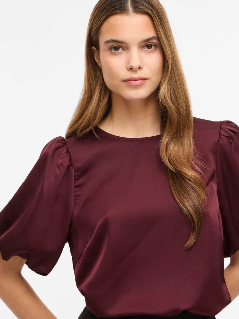 VIELLETTE 2/4 SATIN PUFF TOP