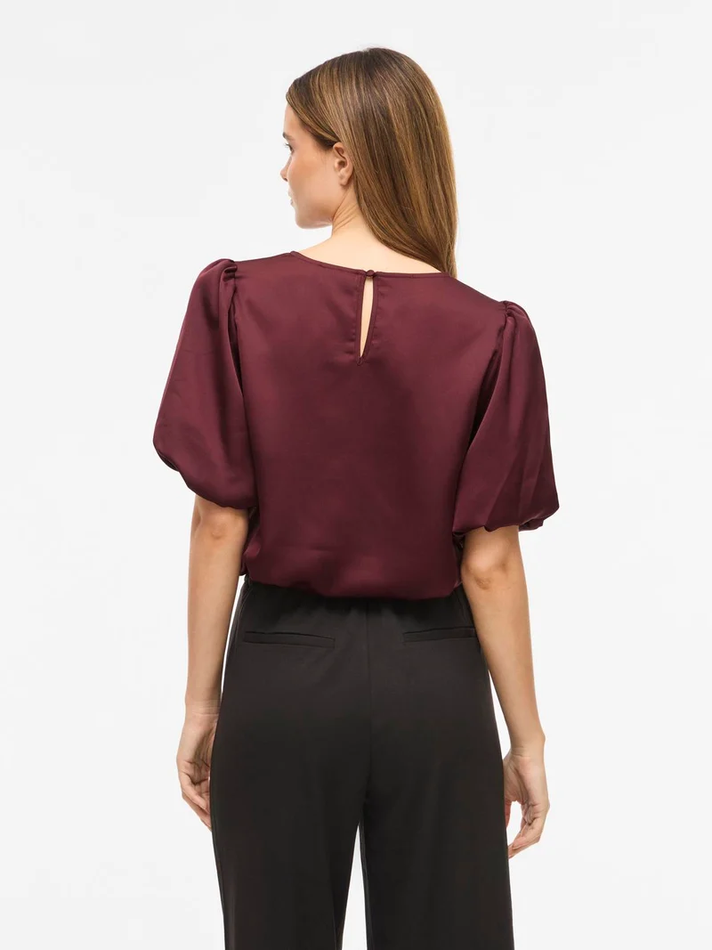 VIELLETTE 2/4 SATIN PUFF TOP