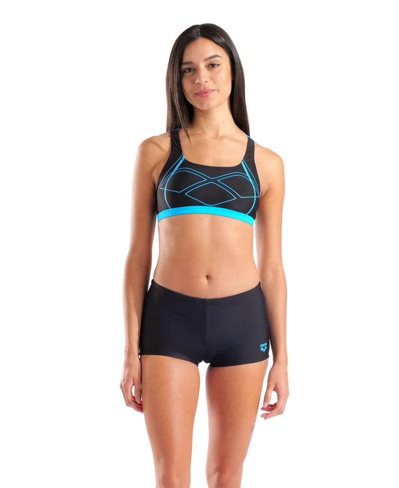 Arena Damen Bikini Swim Pro Graphic Black-Türkis