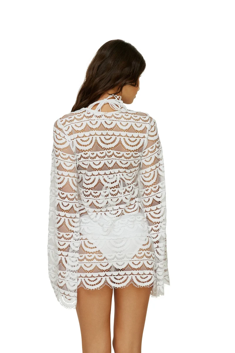 Witte Kanten Strandjurk PQ Swim | Boho Beach Dress met Open Front