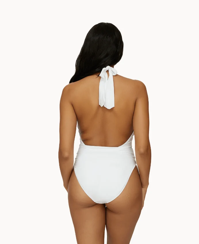 Witte Alex Luxe Monokini PQ Swim | Open Rug Strikdetail Designer