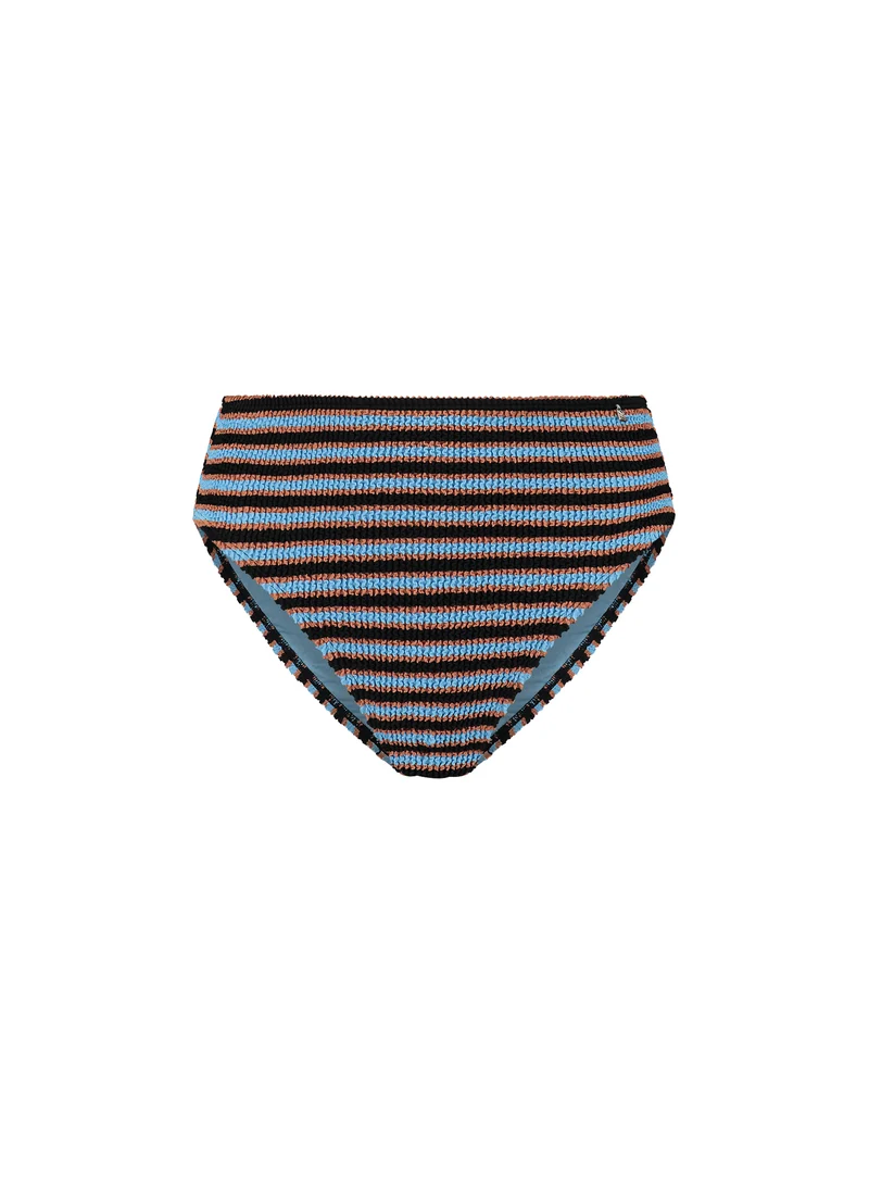 Blue Ribbed Stripe high waist bikinibroekje