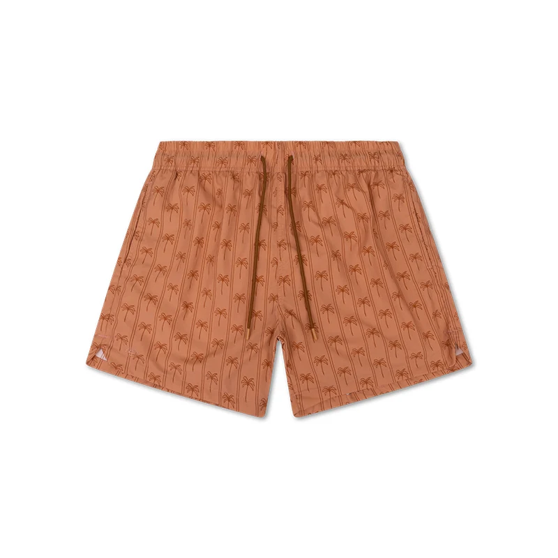 Swim Shorts - Brown - Palm Stripe - Adult