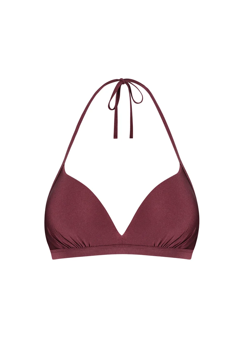 Burgundy Shine halter bikinitop met beugel
