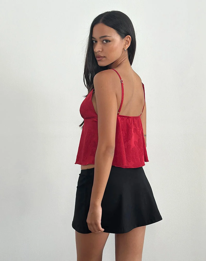 Marinda Top aus Satin-Jacquard in Burgund