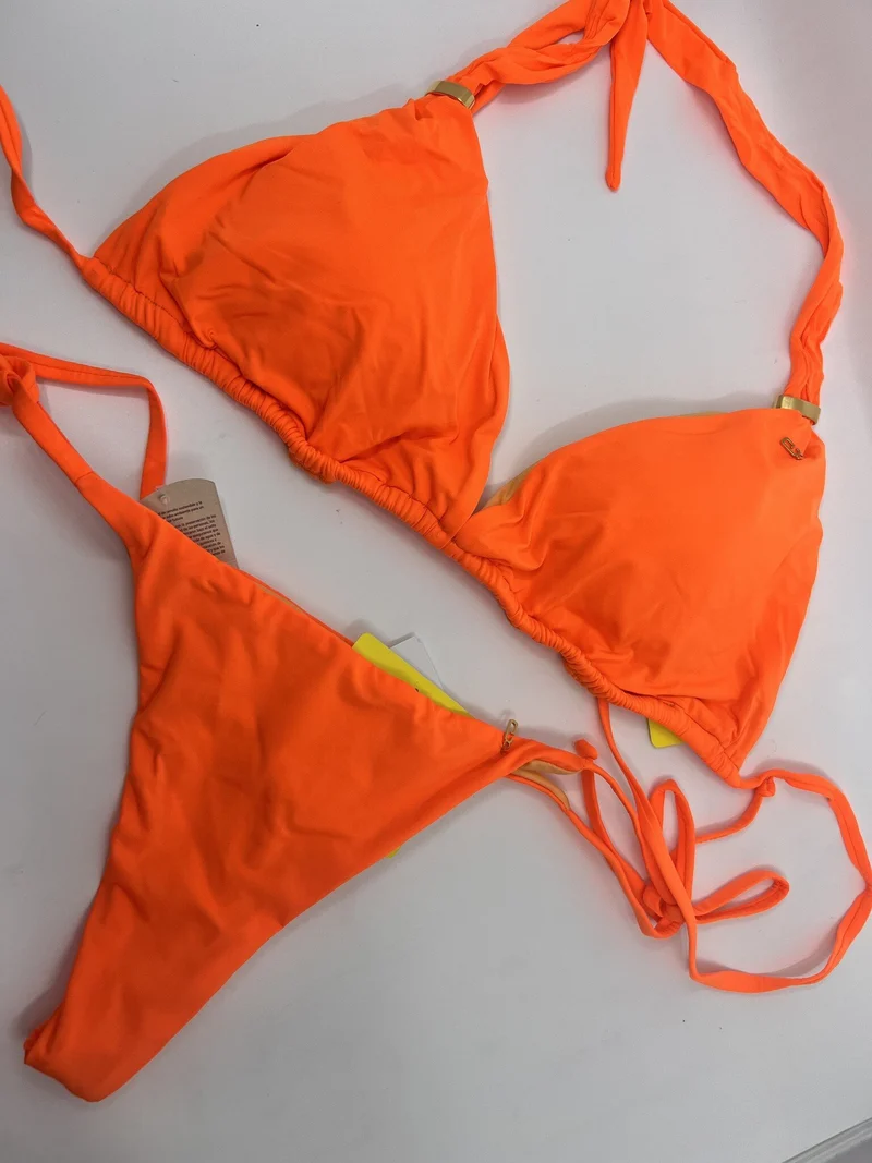 Oranje String Bikini Set - Luxe Garotas Swimwear met Gouden Details