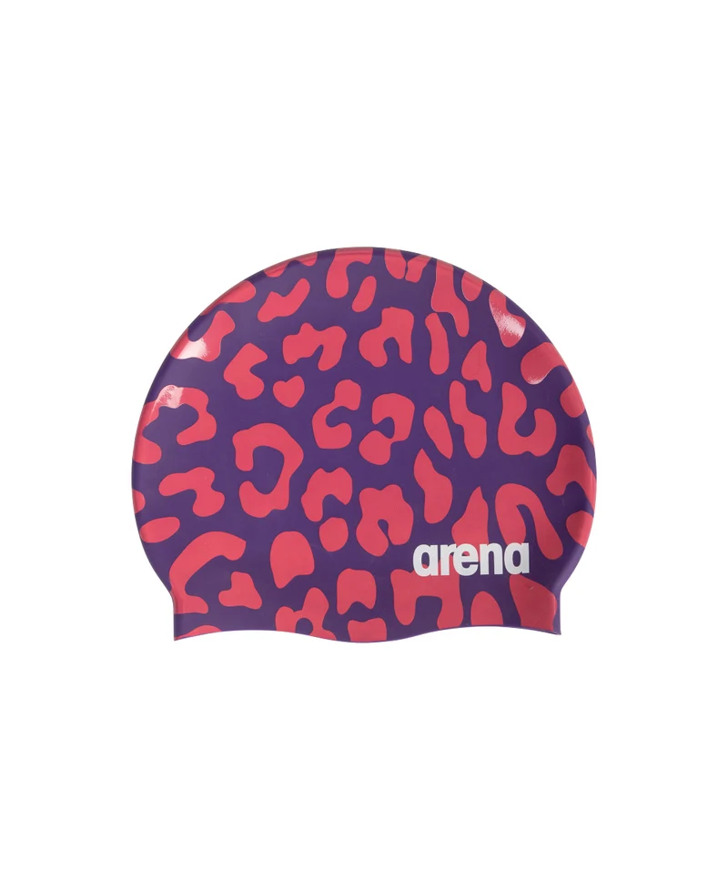 Arena Silikonkappe Print 2 Leopard Skin Violet-Geranium