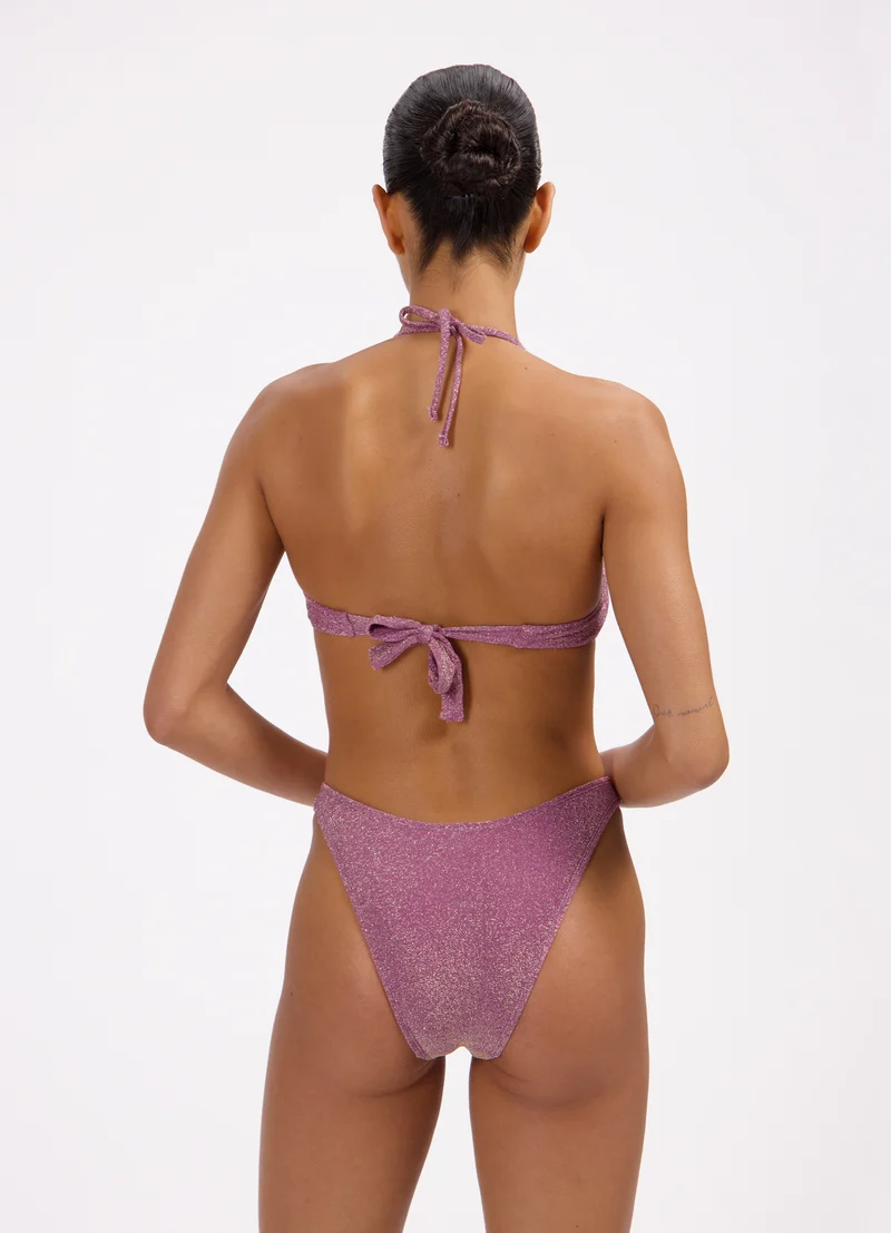 Mauve Glitter high leg bikinibroekje