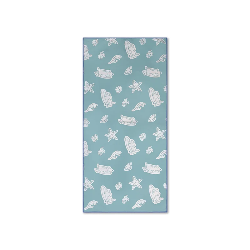 Beach Towel Microfiber - Green - Surf Dogs - 135 x 65 cm