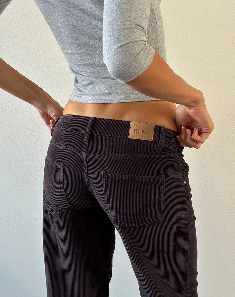 Parallel-Hose mit niedriger Leibhöhe aus Cord in der Farbe „Shale“
