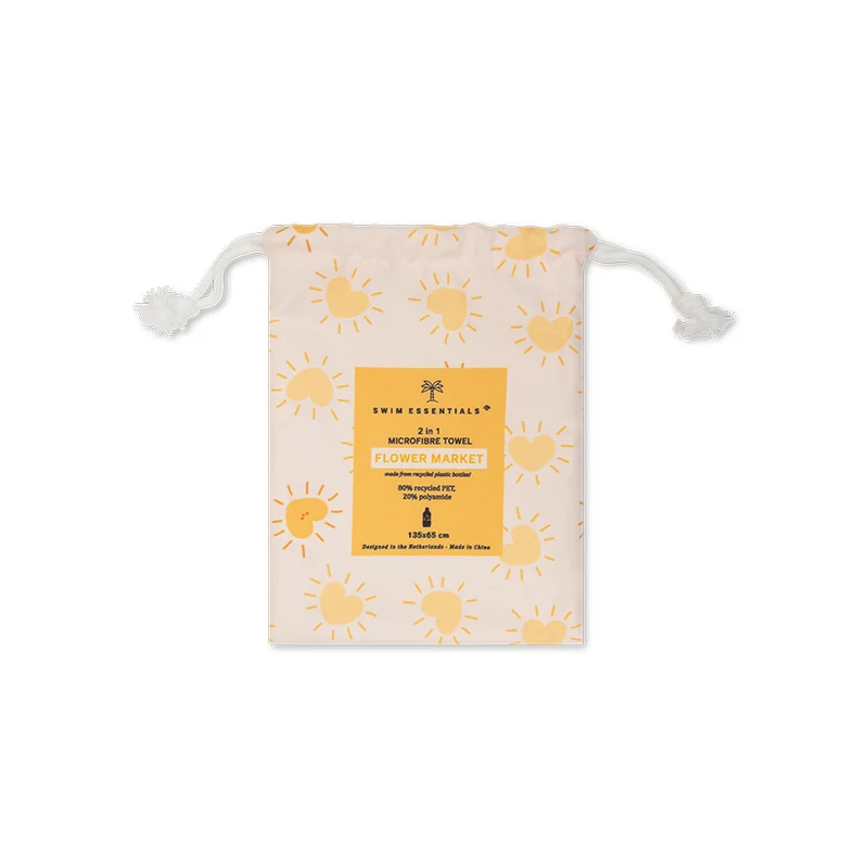 Beach Towel Microfiber - Yellow - Flower Market - 135 x 65 cm