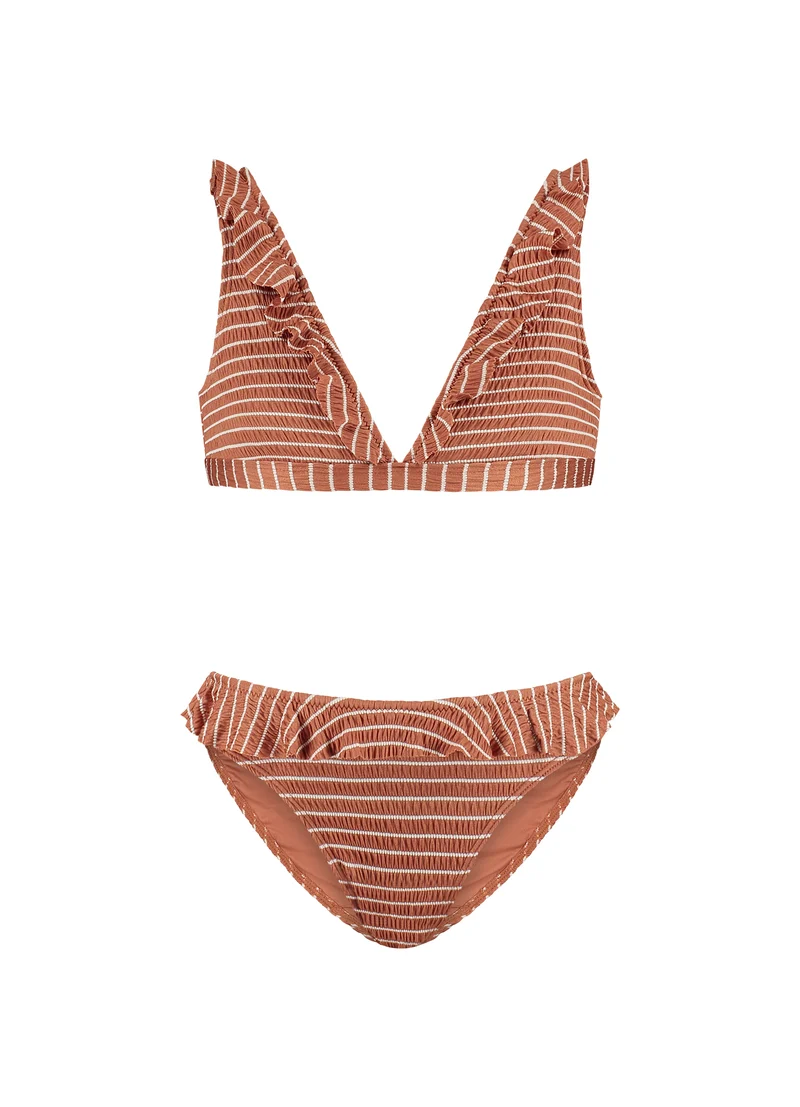 Kids Caramel Stripe ruffle bikiniset