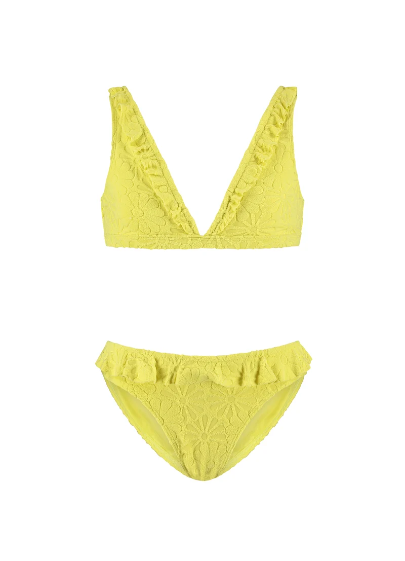 Kids Pistache Flowers ruffle bikiniset