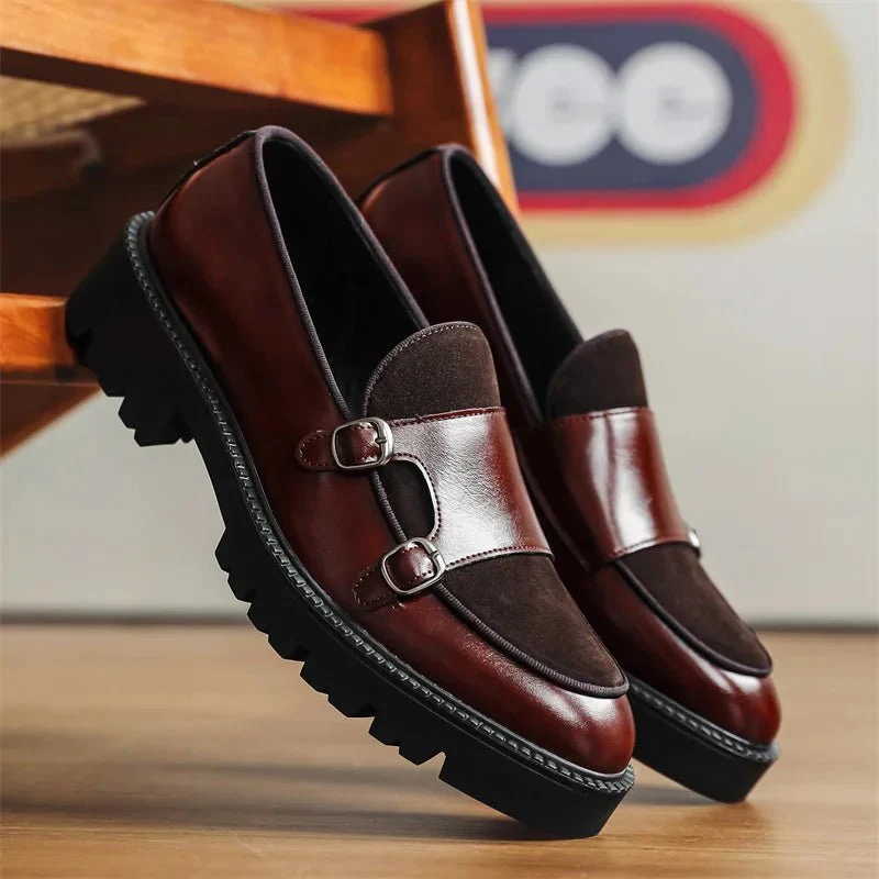 Herren-Lederslipper mit dicker Sohle im britischen Stil, schwarz, formell, Business, zum Hineinschlüpfen, Freizeitschuhe, große Größe 46
