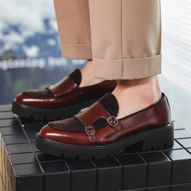 Herren-Lederslipper mit dicker Sohle im britischen Stil, schwarz, formell, Business, zum Hineinschlüpfen, Freizeitschuhe, große Größe 46
