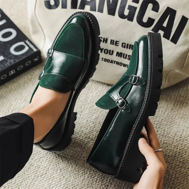 Herren-Lederslipper mit dicker Sohle im britischen Stil, schwarz, formell, Business, zum Hineinschlüpfen, Freizeitschuhe, große Größe 46