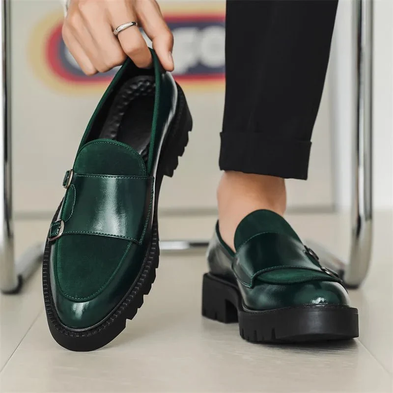 Herren-Lederslipper mit dicker Sohle im britischen Stil, schwarz, formell, Business, zum Hineinschlüpfen, Freizeitschuhe, große Größe 46