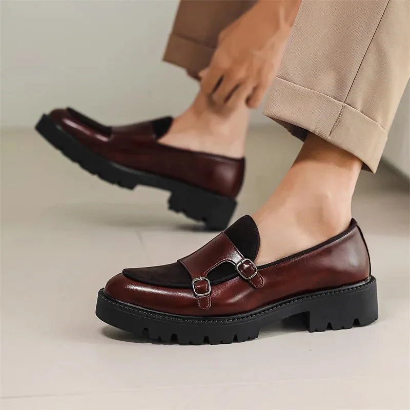 Herren-Lederslipper mit dicker Sohle im britischen Stil, schwarz, formell, Business, zum Hineinschlüpfen, Freizeitschuhe, große Größe 46