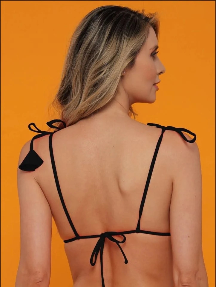 Triangel Bikini Top Zwart - Klassiek Verstelbaar Model