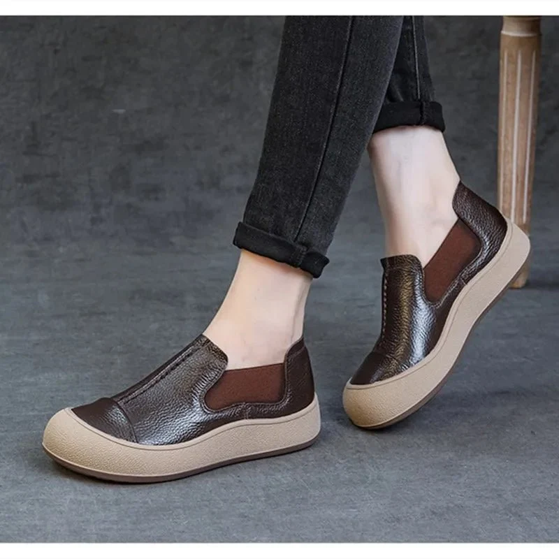 Jiany Damen-Ballerinas aus Rindsleder – Retro-Stil, schlichte Freizeit-Sportschuhe