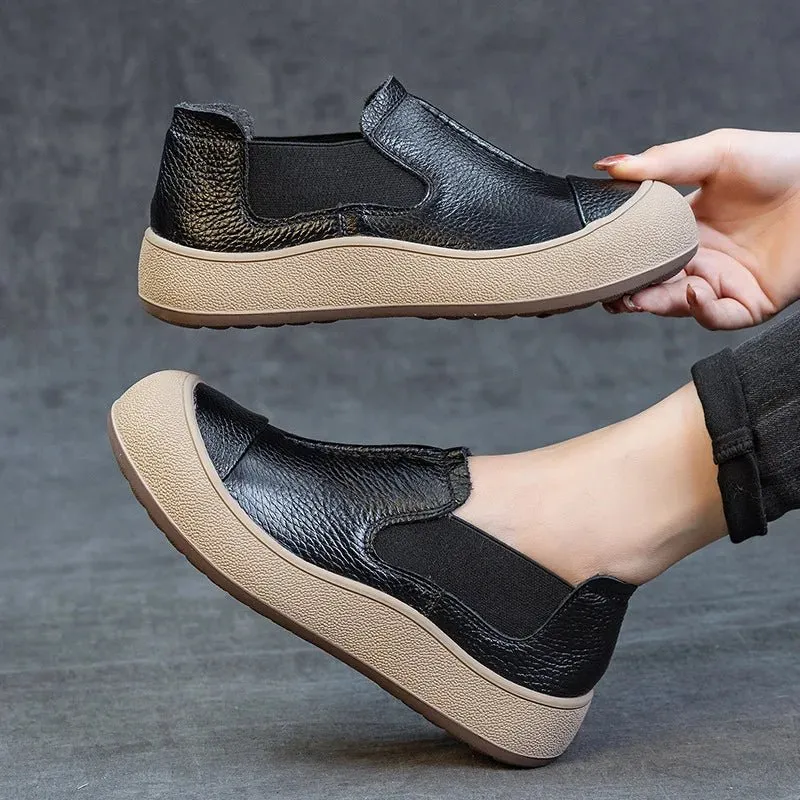 Jiany Damen-Ballerinas aus Rindsleder – Retro-Stil, schlichte Freizeit-Sportschuhe
