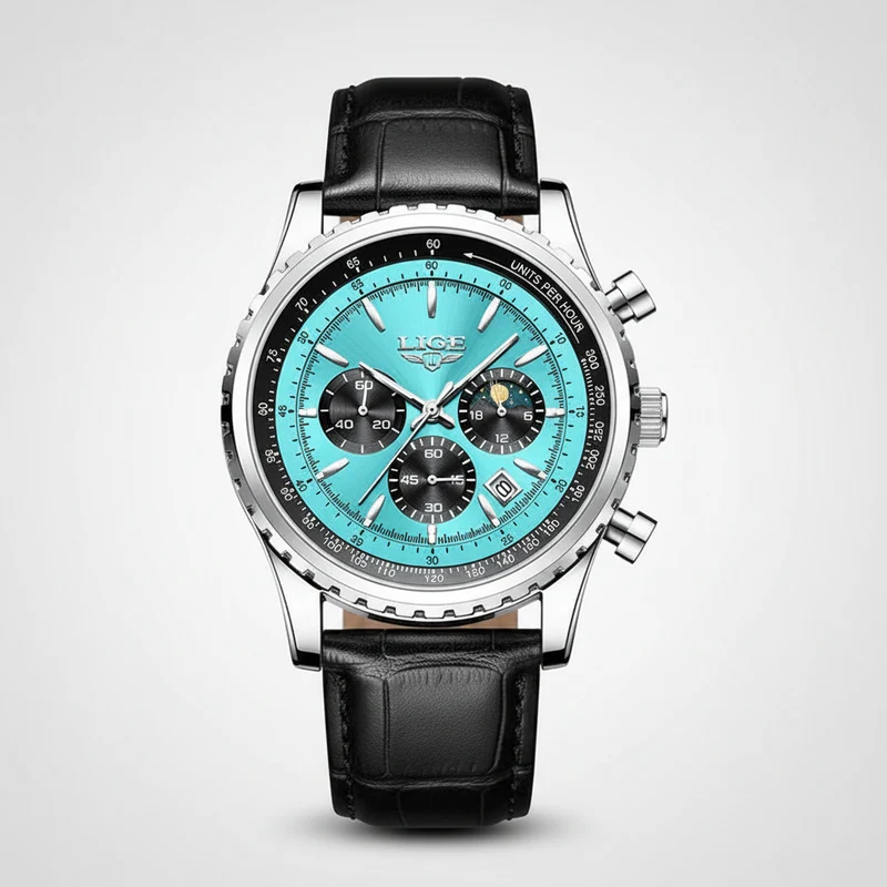 LIGE Herren-Luxus-Chronographenuhr - Wasserdichte Sportarmbanduhr