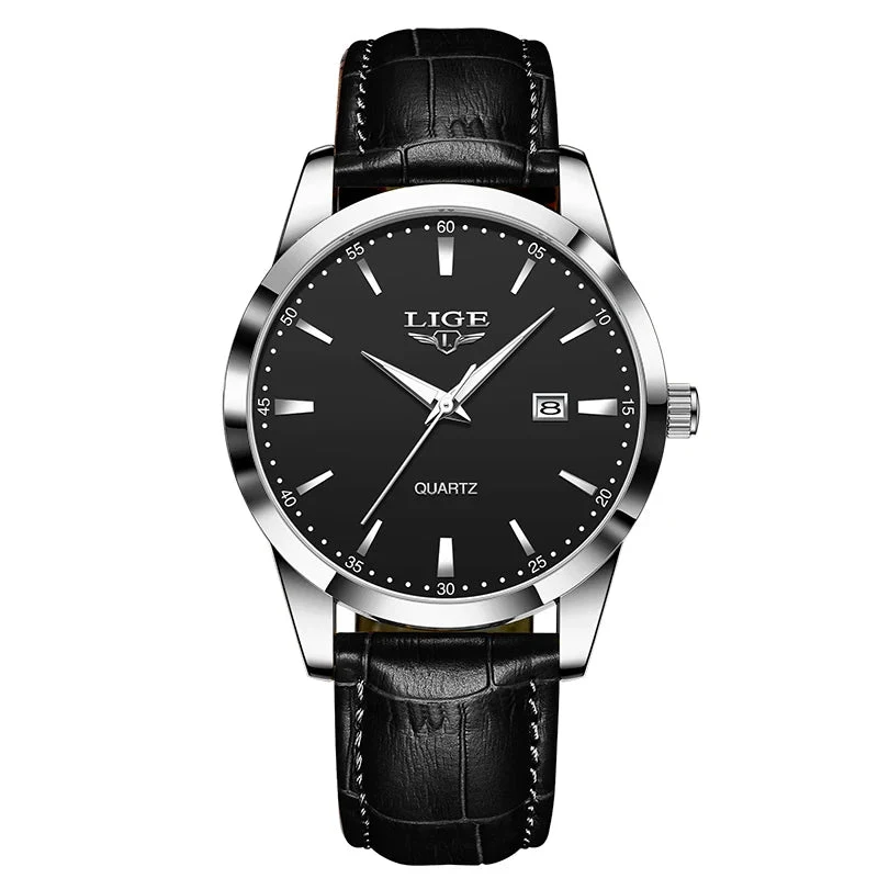 LIGE Herren-Militäruhr – Braunes Leder, wasserdichter Chronograph für Sport