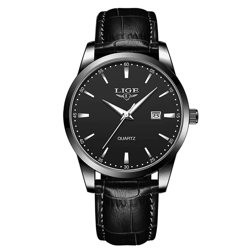 LIGE Herren-Militäruhr – Braunes Leder, wasserdichter Chronograph für Sport