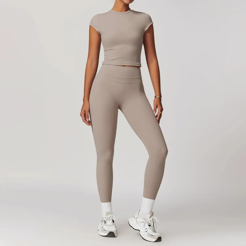 Mikeyoga Damen-Yoga-Set – 2-teilige Sportbekleidung: Leggings und Crop-Top