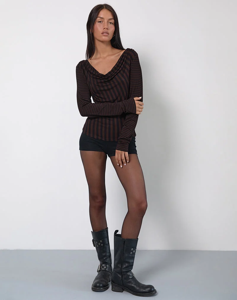 Nirmala Top aus Diagonal- und Ministreifen Maroon