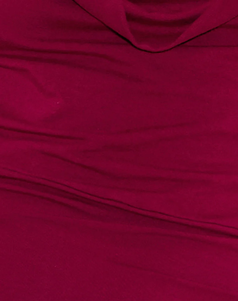 Pramita Mini-Kleid aus Jersey in Burgund mit tiefem Ausschnitt