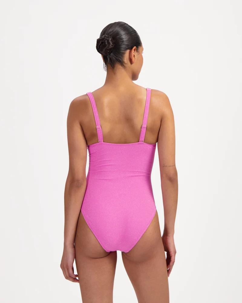 Pink Shimmer overslag badpak