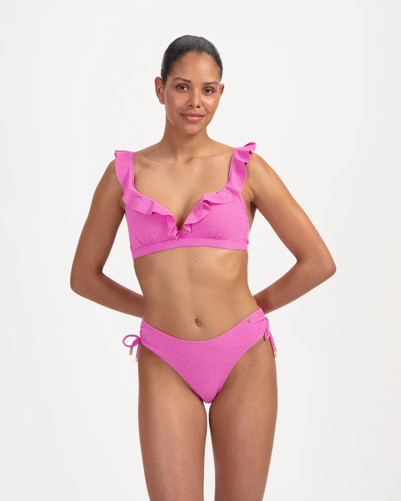 Pink Shimmer ruffle bikinitop