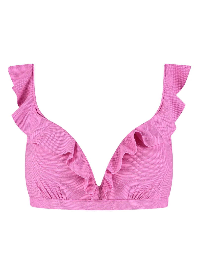 Pink Shimmer ruffle bikinitop