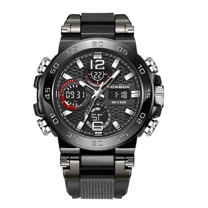 Neue wasserdichte Herren-Militäruhr von LIGE – 50 m mit Alarm, LCD-Dualdisplay, sportliches Design