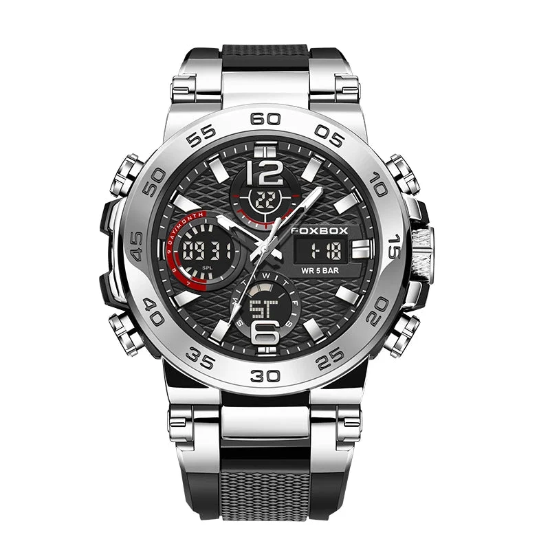 Neue wasserdichte Herren-Militäruhr von LIGE – 50 m mit Alarm, LCD-Dualdisplay, sportliches Design