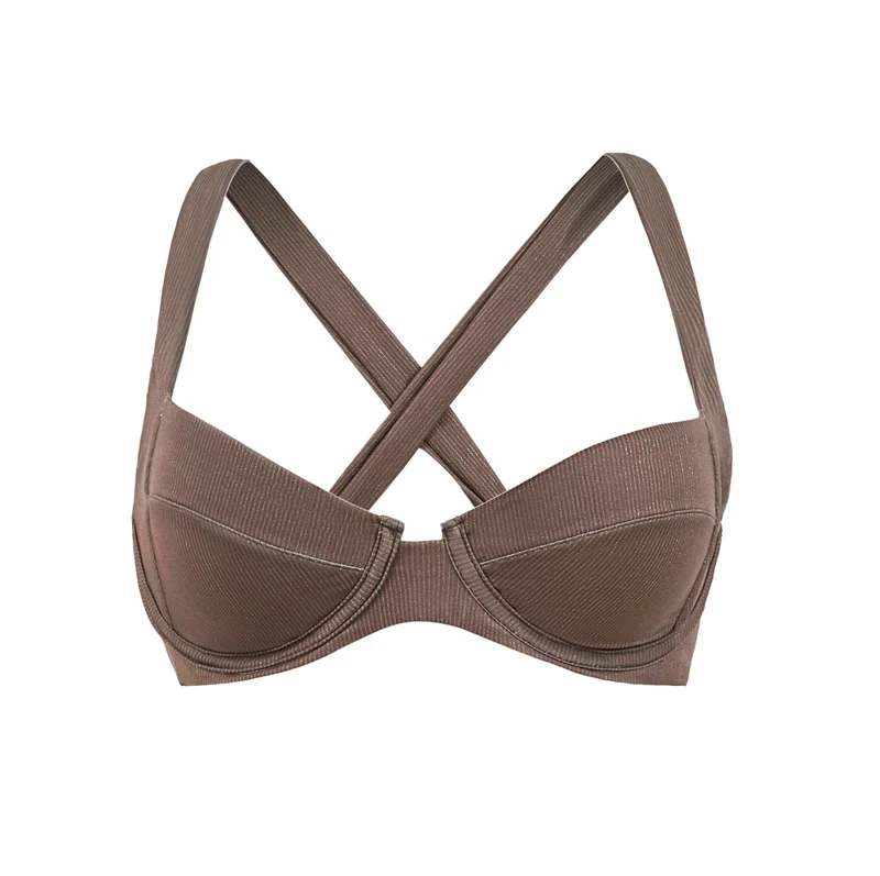 Bruine Bralette Bikini Top - PQ Swim Metallic Swimwear