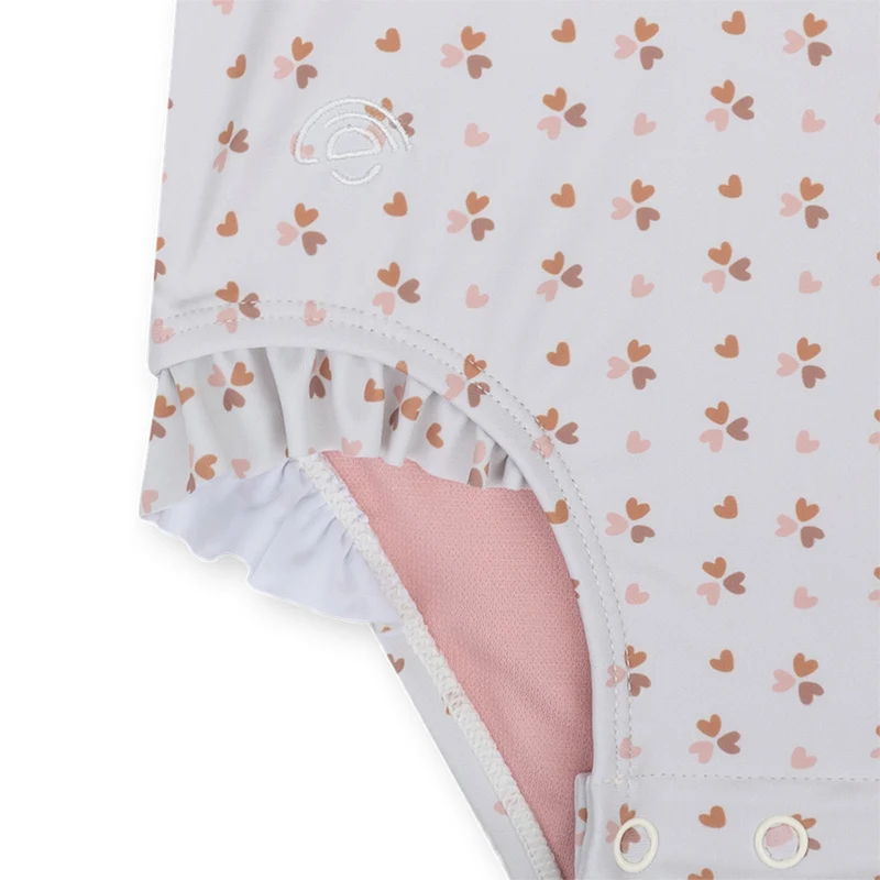 UV Swimsuit Girls With Long Sleeves - Old Pink - Cozy Hearts